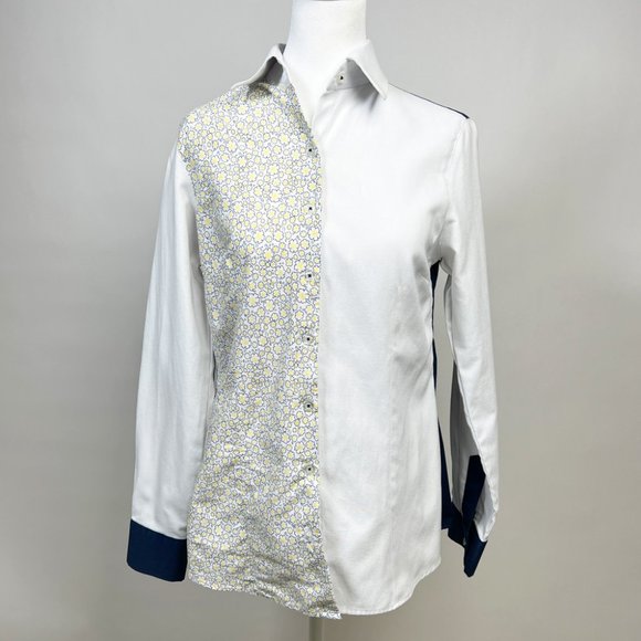 Original Custom Half-White Half-Flower Print Women's Shirt - Blue (Pre-Owned) - Picture 1 of 9